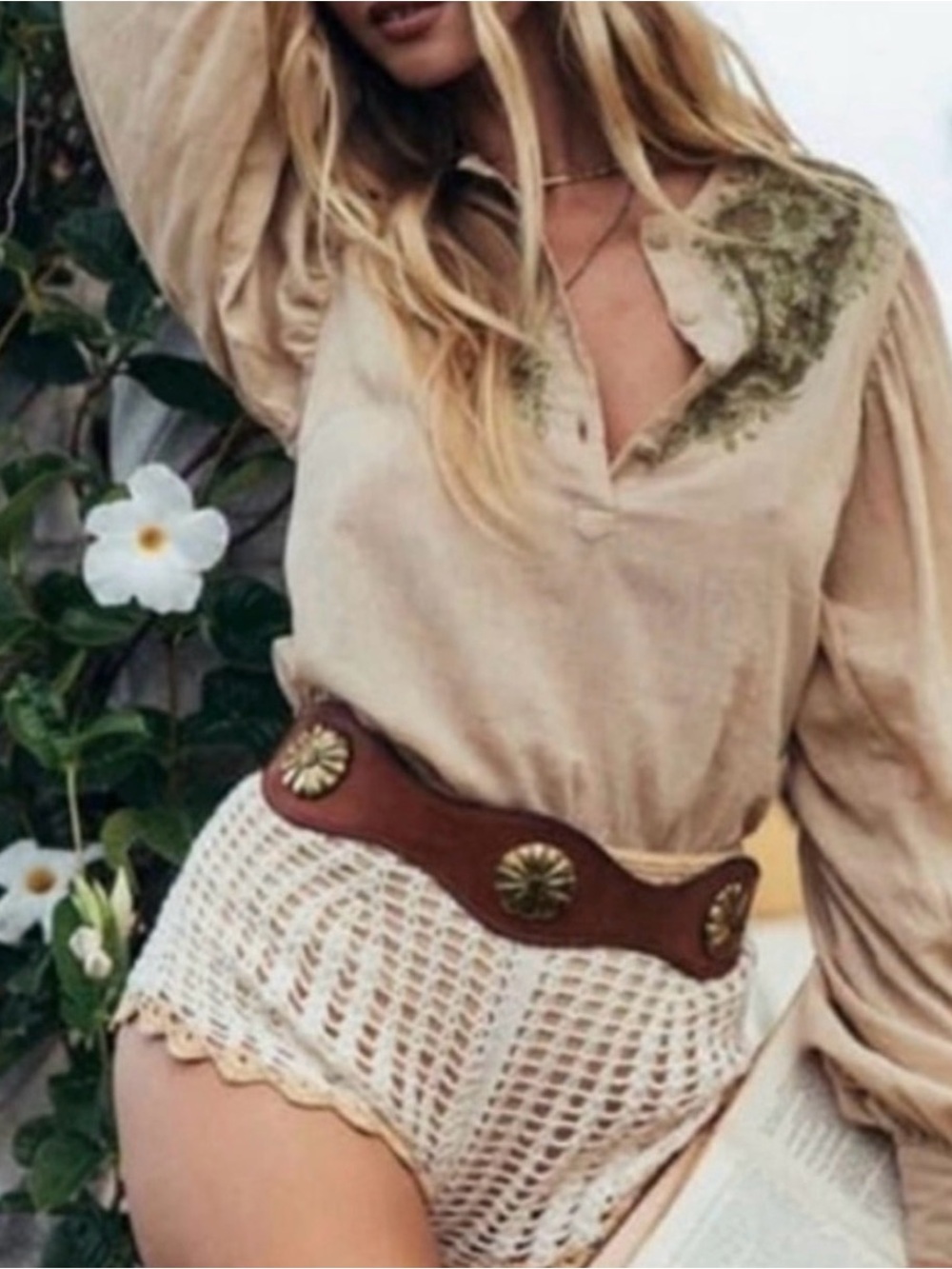 Chasing Unicorns I Put a Spell on You Cutwork Embroidered Blouse M
